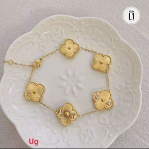 RinaXp- Gelang Clover Bunga Gold Rantai Titanium Anti Karat