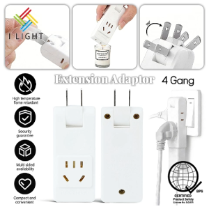 (Fast Delivery)Socket Extension Adaptor Rotating Travel Portable 4 Gang Power Socket Adapter