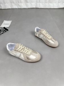 Retro Womens Deqin Shoes Summer 2024 New Model Genuine Leather Slip-On round Toe Flat Comfortable Casual Sports Shoes