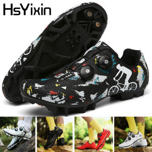 HsYixin MTB Self-locking Cycling Shoes Men Womens Non-slip Breathable Rubber Flat Bicycle Training Shoes Spd Bicycle Shoes