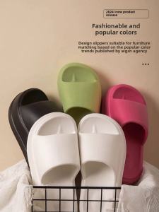 Thick Heel Slippers Womens Summer Outdoor Wear Fashionable Beach Sandals Soft Bottom Slip-On High Heels Comfortable Sensation