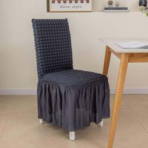 Pyramid Aesthetic Seersucker Chair Cover with Skirt Stretchable Plain 3D Textured Universal Size Wedding Chair Decoration