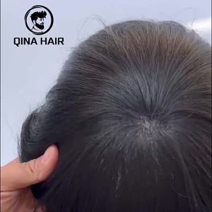 V needle 0.02mm-0.04mm  Durable Men Toupee Breathable Male Wigs 100% Human Hair Systems Natural Wig 6" Hair Invisible Hairline Replacement Natural Looking Straight