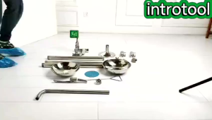 An LAN MALL【COD】Double Outlet 304 Stainless Steel Emergency Spraying Eyewash Device Anti Freezing Shower Eyewash Factory Inspection Vertical Double for Experiments Works Schools
