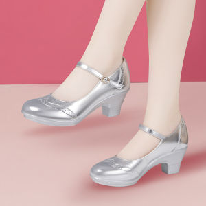 HANGONGZHU | Medium-Heel Latin Dance Shoes Silver
