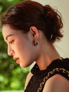 Elegant C-Shaped Woven Silver Needle Earrings: Luxury Ear Studs for Women