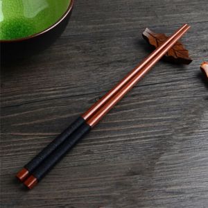 1 Pcs 23.5CM Handmade Japanese Natural Chestnut Wood Chopsticks Value Gift Chinese Food Tie Line