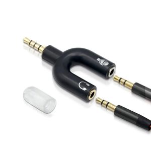 VeFly | 3.5mm Headphone Mic Splitter Adapter U-shaped Stereo 3.5mm 1 To 2 Audio Splitter Adapter for PS4 PC Laptop Ear Headset Cables