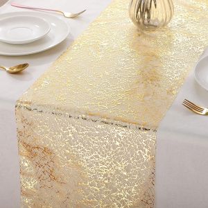 Khăn Trải Bàn Hình Chữ Nhật Chất Liệu Polyester Không Dệt Màu Vàng Ánh Kim Dùng Trang Trí Bàn Ăn Cho Sinh Nhật Đám Cưới Giáng Sinh Và Nhà Cửa