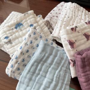 Pure Cotton Active Print Six-Layer Muslin Baby Bibs Cartoon Saliva Towel Small Square Handkerchief for Infants And Toddlers