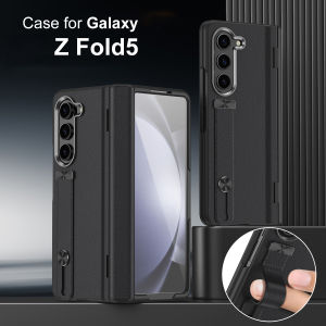 Finger Loop Holder Z Fold 3 4 5 6 7 Leather Case Phone Cover 360° All-Round Protection Samsung Galaxy Z Fold5 Fold6 Fold7 Casing Anti-Drop Durable Hard PC Case with Tempered Glass