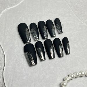 Velvet Black Chocolate Handmade Accessible Luxury Wear Armor Frosted and Matte Matte Contrast Color Dark Series Magic Mirror Effect Powder Nail Stickers