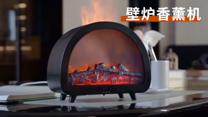 เครื่องกระจายกลิ่นอโรมาเธอราพีควบคุมระยะไกลรุ่นใหม่ พร้อมเปลวไฟจากเตาผิงสุดสร้างสรรค์ บ้าน ห้องนอน สำนักงาน และเดสก์ท็อป เครื่องเพิ่มความชื้น Aurora เครื่องกระจายกลิ่นอโรมา