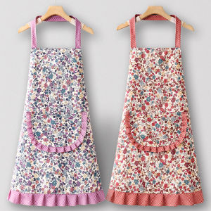 Mensurable New 2025 Soft Kitchen Apron Womens Wear Resistant Workwear for Cooking Home Use Fashionable Printed Utensil