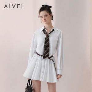 AIVEI | Spring School Style Bow Backless Long Sleeve Shirt Dress