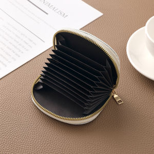 High-Quality Large Capacity Anti-Magnetic Womens ID Card Holder Portable Business Credit Card Case PU Leather Zipper Wallet
