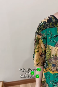Baju Batik Blouse Plus Size 5XL/Baju Bunga Ibu Nenek/Women Casual Floral Blouse/Baju Blouse Size Besar/Blouse Wanita