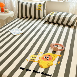 Winter Cartoon Thickened Cotton Flocking Bed Sheet Single Piece Childrens Dormitory Bed Cover Three-Piece Set Skin-Friendly Home Use