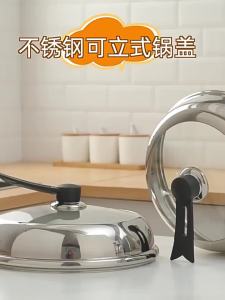 Nắp Nồi Chịu Nhiệt Đa Năng Tay Cầm Bằng Gỗ Cao Su Thép Không Gỉ Nắp Trên Cho Kính Chảo Chiên Bằng Thép Không Gỉ Nồi Phụ Kiện