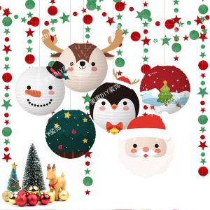 ตกแต่งคริสต์มาส ตุ๊กตาสุนัขจิ้งจอก ตุ๊กตาผู้ชาย ไฟตะเกียบ ประดับต้นไม้ เครื่องประดับตกแต่งหน้าร้าน วัสดุโพลีเอสเตอร์