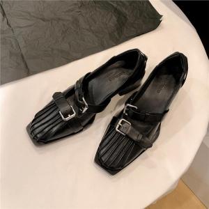 Retro Style Leather Mary Janes Womens Shoes Chunky Heel Versatile British Design Sense High Heels Comfortable Fashion Footwear