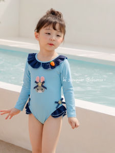 HUANHUAN | Cute Cartoon Rabbit Long Sleeve Sun-Protection One-Piece Childrens Swimsuit