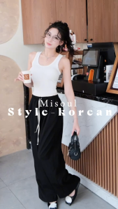 Quần Dài Suông MiSoul Chất Gió Lụa Nhăn Thoáng Mát Phối Cạp Chun Dây Rút BigSize Quần Ống Rộng 433