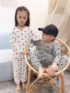 Boys Modal Home Clothes Spring Autumn Baby Air Conditioner Suit Summer Mask T Childrens Thin Base Shirt Girls Sleepwear