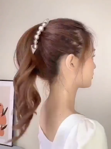 SERENITY 1pcs Pearls Hairpins Banana Clips Headwear Hair Clips Women Ponytail Barrettes Hair Pin Accessories