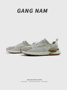 Mens Genuine Leather Breathable Spring Board Shoes Retro Agan Anti-slip Outdoor Sports Casual Shoes Lightweight Rubber Sole