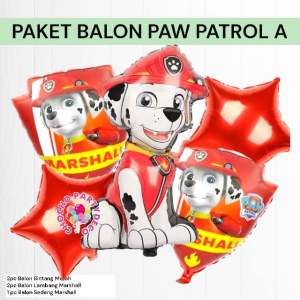 Paket Balon PAW PATROL A / Dekorasi Ulang Tahun Paw Patrol Chase Marshall Rubble Skye