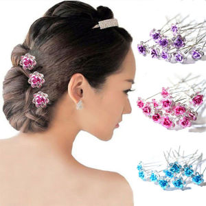 EYEGLASSES SHOP 20PCS  Wedding Engagement Crystal Hair Clips Flower Hairpins Rhinestone