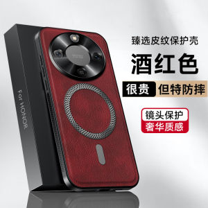 Ultra-Thin Luxury Vintage Leather Phone Case for Huawei Honor X70 Magnetic Absorption Full Cover Protection Metal Lens Ring Anti-Fall Matte Finish