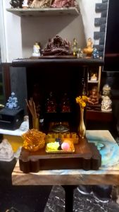 Combo bàn thờ Ông bà thổ công mini bằng gỗ siêu đẹp cao 18cm x 15.5cm.