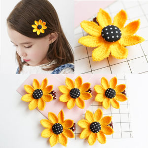 New Childrens Hair Accessories Flower Sunflower Knitted Hairpin Baby Full Wrap Hair Clip Girls Headwear Floral Pressed