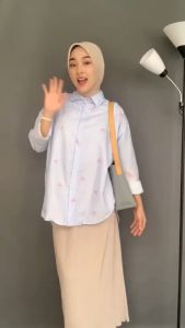 Ayesa Blouse Motif Pita Terbaru 2024 Atasan Wanita Remaja Ootd Kemeja Wanita Motif Lengan Panjang Baju Wanita Oversize Viral