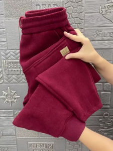 กางเกงขายาวผ้าขนแกะหนาพิเศษสำหรับฤดูหนาว กางเกงขายาวผ้าขนแกะสำหรับผู้หญิง กางเกงขายาวทรงคาร์โคลา ทรงหลวม ความยาว 9 ฟุต ผ้าขนแกะแบบพิเศษจากอัลปี