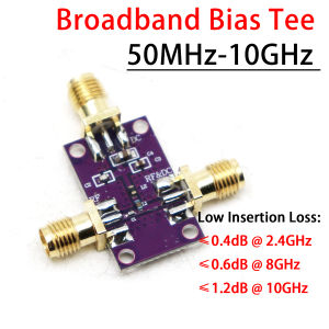 RF Bias Tee 50M-10GHz with DC Block - Coaxial Bias Injector for HAM Radio Amplifier Antenna LNA & Satellite LNB Power Supply