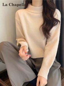 La Chapelle | Soft and Slimming Short Sleeve Half-High Neck Sweater