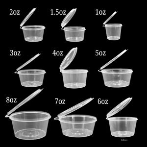 50pcs Microwavable Hinged Sauce Cup Salad Condiments Disposable Container Cup