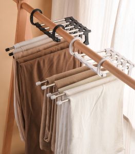 5 in 1 Pant rack shelves Stainless Steel Clothes Hangers Multi-functional Wardrobe Hot Sale Magic Hanger