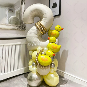 32pcs Mini Duck Balloon Set with 40inch Cream Numbers 1-9th Birthday Party Decoration Supplies Baby Shower 2026