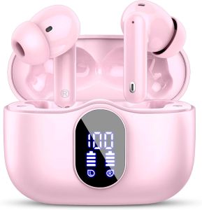 Wireless Earphones 36H Playtime LED Power Display 4-Mic ENC Noise Cancellation IPX7 Waterproof Touch Control for iOS Android