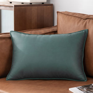 Rectangular Faux Leather Pillow Sofa Living Room Orange Cushion Cover Classy Throw Pillowcase Pillow Cover Pillow Back Cushion