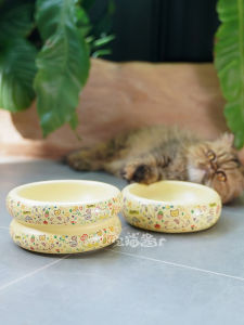 Zaomei Ceramic Cat Bowl Anti-Flip Cat Food Dish Pet Feeder Water Bowl for Cats Dogs Universal Pet Supplies Slow Feeding Bowl