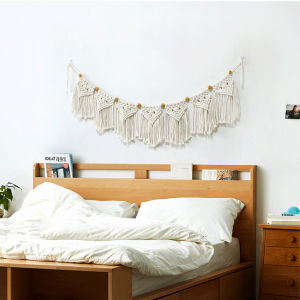 Nordic Style Handwoven Tassel Tapestry Curtain Home Decorative Room Bedhead Hanging Cloth Artistic B&B Background Decoration
