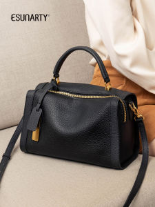 Elegant Commute Leather Handbag Crossbody Boston Style