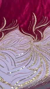 2026 Luxury African Lace Fabric 5 Yards Velvet Lace Beaded Tulle Lace Fabric Embroidered Nigerian Fabric for Wedding Dress Sew