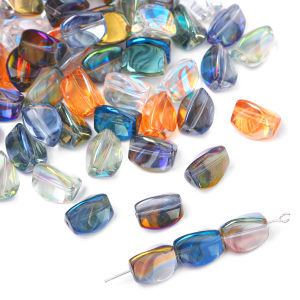10pcs Special Shiny Colors Crystal Glass Beads Twisted Geometry Shape Charm Loose Spacer Beads For Necklace Bracelet Earring DIY Jewelry Making Accessories