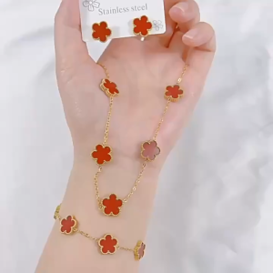 Ganten🍎Gelang Rumput Lima Daun Dua Sisi Gelang Sederhana Kelas Atas Gelang Wanita yang Dapat Disesuaikan